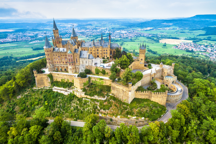 Panoramic arial photograph of Hohenzollern Castle