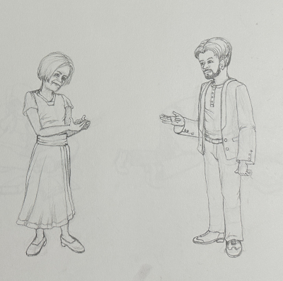 Pencil sketch that was the basis for the painting (sketch by Josh West as well)