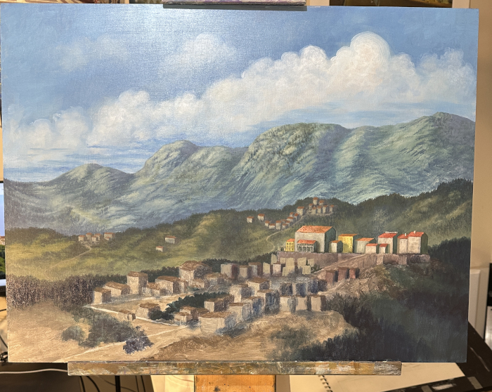 A photo of the painting while still in progress